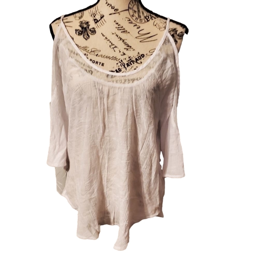Bebe White Jersey Cold Shoulder Criss Cross Large